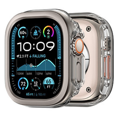 Ốp Case PC Trong Suốt Viền Màu cho Apple Watch Ultra 1/2 49mm - Hàng Chính Hãng