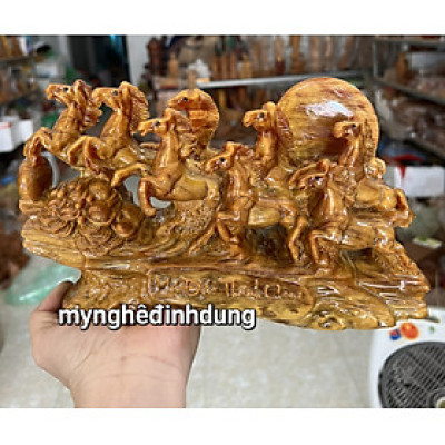 Tượng cầu bát mã đáo thành công bằng gỗ huyết long tuyệt đẹp kt 25x15x9cm 