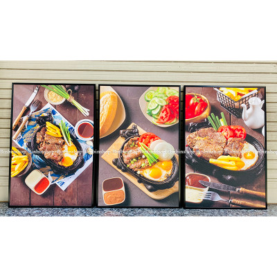 Tranh treo tường tranh trang trí decor quán bò né có khung tặng kèm đinh treo