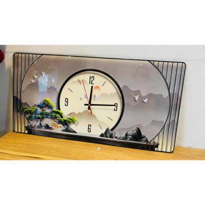 (CÓ ẢNH THẬT)Tranh đồng hồ tráng gương cây tùng 2 trang trí decor phòng khách quà tặng tân gia