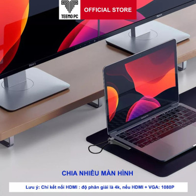 HUB Type C Chia 11 in 1 to HDMI VGA SD/TF  Audio USB RJ45 Cổng Dùng Cho Laptop MacBook Surface, Các Loại Điện Thoại Tablet Dùng Cổng USB - C TEEMO PC Hàng Chính Hãng