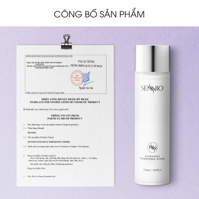 Nước hoa hồng trắng da Sennio Intensive Whitening Toner cấp ẩm tái tạo và ức chế sắc tố 160ml SNO 831