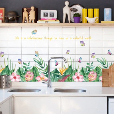 Decal dán chân tường hoa cỏ đủ màu - 2 bộ ( 50 x 260 cm )