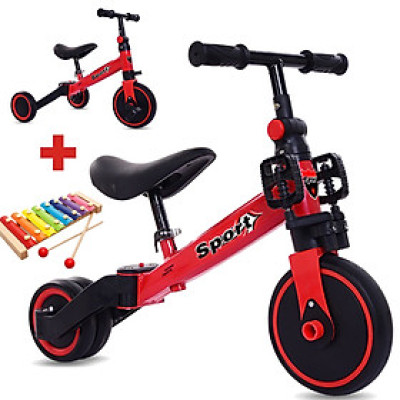 Xe thăng bằng - xe đạp 3 bánh đa năng cho bé. Xe thăng bằng có bàn đạp kết hợp xe chòi chân Sport cho bé - TẶNG KÈM ĐÀN XYLOPHONE 8 THANH CHO BÉ  