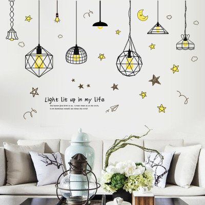 Decan dán tường Đèn treo 3D trang trí phòng khách sang trọng, sáng tạo  (70 x 170 cm)