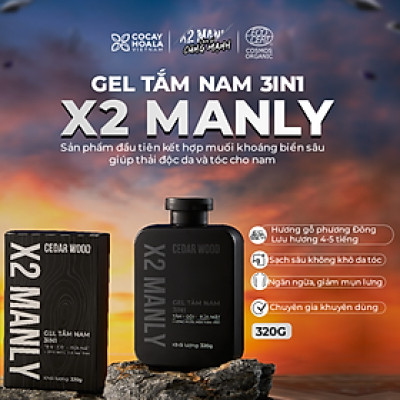 Gel Tắm Nam X2 Manly 3n1 Cocayhoala - Sữa tắm gội toàn thân hương nước hoa nam tính - 320g