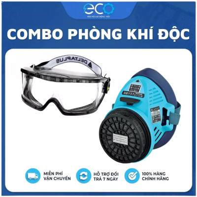 [COMBO] Mặt nạ Koken G7 Nhật Bản phòng khí độc, phun thuốc & Kính chống văng bắn, chống đọng hơi sương Delta Plus Pháp