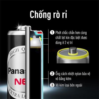 Vỉ Pin than đen Panasonic AAA R03NT/2S-V (2 viên/10 viên) - Hàng chính hãng