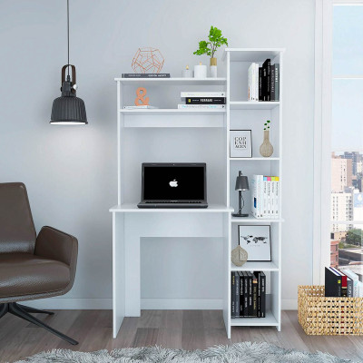 Bàn Học Bằng Gỗ Liền Giá Sách Hiện Đại SMLIFE Denzeru