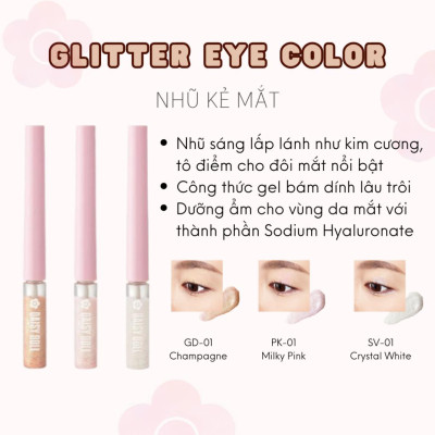 Gel Nhũ Kẻ Mắt Kim Tuyết Daisy Doll By Mary Quant Dạng Lỏng Chống Thấm Nước Nhanh Khô Bền Màu PK-01 Milky Pink (2,8g)
