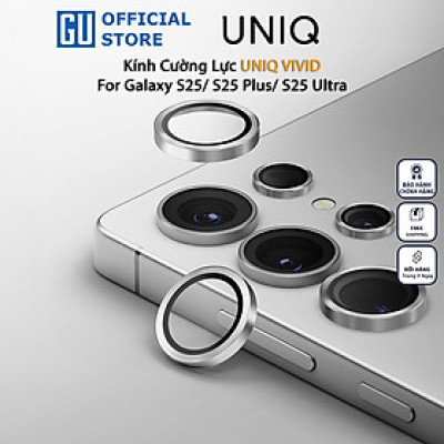 Kính Bảo Vệ Camera UNIQ Optix AluGuard Cho Samsung Galaxy S25 Ultra Khung Viền Nhôm Kính Cường Lực 9H Có Khung Trợ Dán Hàng Chính Hãng