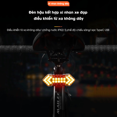 Đèn Xi Nhan Xe Đạp WR-2118 Điều Khiển Từ Xa, Sạc USB, dung lượng 600mAh, Chống Nước tiêu chuẩn IPX2, Đèn Hậu Độ Sáng Cao, Đèn Cảnh Báo An Toàn xe đạp, Năm Chế Độ sáng - Mai Lee
