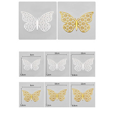 Bộ 12 con bướm dán tường kim loại cắt lớp dễ thương