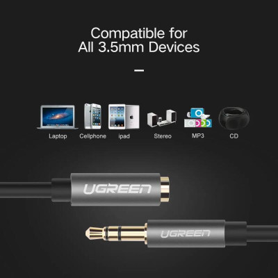 Ugreen UG10538AV118TK 5M màu Đen Cáp âm thanh 3.5mm nối dài - HÀNG CHÍNH HÃNG