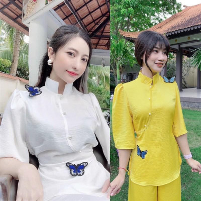 Đồ Lam Đi Chùa # Sẫm Lụa Cao Cấp Bươm Bướm # Đồ Bộ Nữ # Quần Áo Nữ