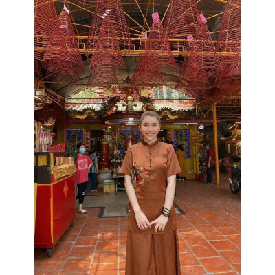 ĐỒ LAM ĐI CHÙA PHÁP PHỤC PHẬT GIÁO Nữ mẫu mới