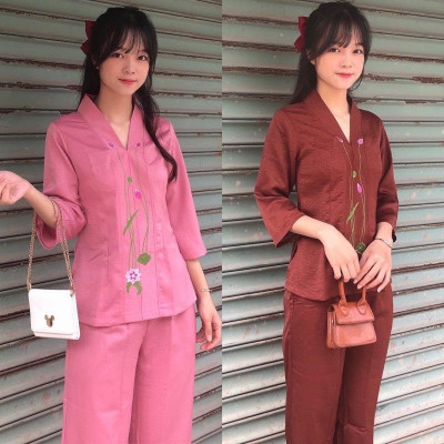 ĐỒ LAM ĐI CHÙA Sen Lụa Pháp Cao Cấp