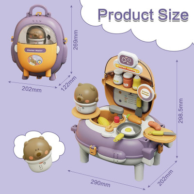 Đồ Chơi Ba Lô Nhà Bếp Gấu Xinh Xắn - Bear Magic Backpack Kitchen - Toys&Joys HY-21 (26 Chi Tiết)