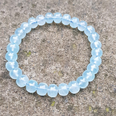 Vòng tay phong thủy may mắn đá Aqua Xanh hạt bầu tròn mới đẹp Size 8mm bóng đẹp Vòng màu xanh Aqua nhẹ nhàng mát lạnh đeo tay xinh xắn lắm ạ