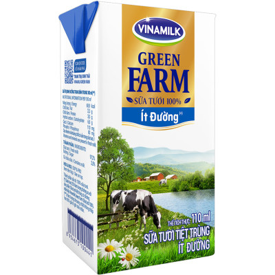Thùng 48 hộp Tươi Tiệt Trùng Vinamilk Green Farm rất ít đường 110ml