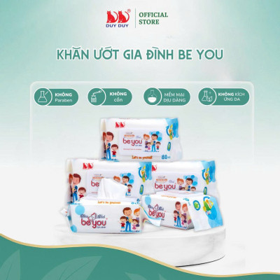 Combo 10 Gói  Khăn ướt đa năng Be You vải không dệt rayon loại 1 80 miếng (13.5x20cm) không hóa chất