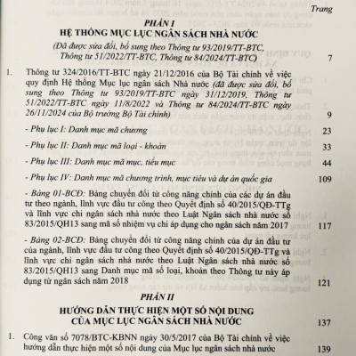 Hệ Thống Mục Lục Ngân Sách Nhà Nước (Đã được sửa đổi theo thông tư số 84/2024/TT-BTC ngày 26 tháng 11 năm 2024) 