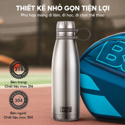 Bình giữ nhiệt Lebenlang LBL1660, LBL1661, LBL1662 inox cao cấp không gỉ, lõi lọc trà đi kèm, hàng chính hãng