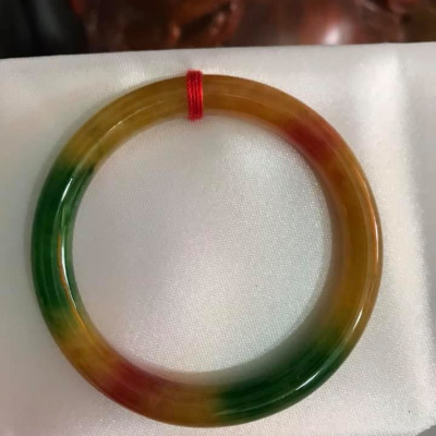 VÒNG CẨM THẠCH 3 MÀU VÀNG XANH ĐỎ ĐẬM Size 50MM x Dầy 7,2mm NỮ 45KG-54KG