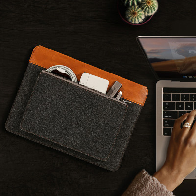 Túi chống sốc chính hãng TOMTOC (USA) Felt & PU Leather - H16-E01 cho Macbook 15-16 inch/Dell XPS 15