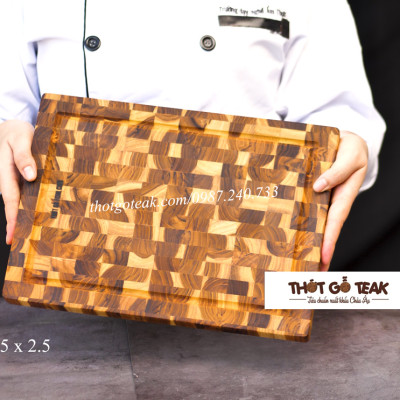 Thớt Gỗ Teak Cao Cấp - Cắt Thái, Trang Trí - 35x25x2,5cm - DC02 | HTX DAO PHÚC SEN