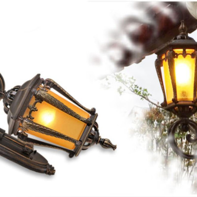 Đèn tường LIOME đồng kính cổ điển trang trí cột cổng, hành lang, ban công sang trọng - kèm bóng LED (821).