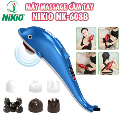 Máy massage cầm tay cá heo 6 đầu Nikio NK-608B - Màu Ngẫu Nhiên, 3 kiểu rung, 3 tốc độ
