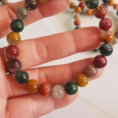 Vòng tay phong thuỷ may mắn đá Thạch anh Ưu linh đa sắc Size hạt 8mm đá Ưu linh đẹp sang trọng của đá thạch anh tự nhiên đa sắc giúp xua tan mệt mỏi, đem đến năng lượng tích cực may mắn tài lộc cho gia chủ ,tăng sự quyến rũ sang trọng cho phái đẹp ạ