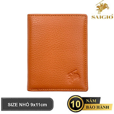 Ví Đứng Nam Mini Nhỏ Gọn, Da Bò SMALL PEBBLE 2 Mềm Mại - Bền Bỉ, Size Tiểu, Chống Xước - Chống Nhăn Tốt, Thiết Kế Đơn Giản, Dáng Đứng - Gập 2, 2 Ngăn Lớn Đựng Tiền Và 9 Ngăn Nhỏ Để Thẻ ATM, CCCD, Thẻ GPLX - Hàng Chính Hãng SAIGIO