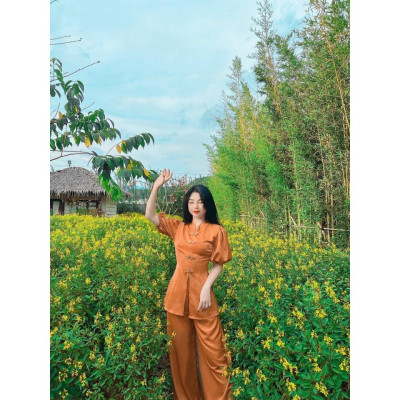 ĐỒ LAM ĐI CHÙA Tay Phồng Cao Cấp