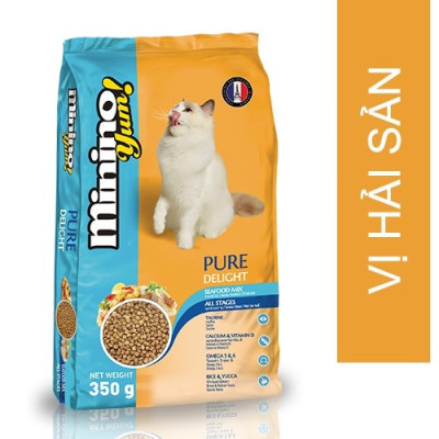 Thức ăn cho mèo Minino Yum - Thức ăn cho Mèo vị Hải Sản thùng 9kg (6 túi x 1,5 kg)