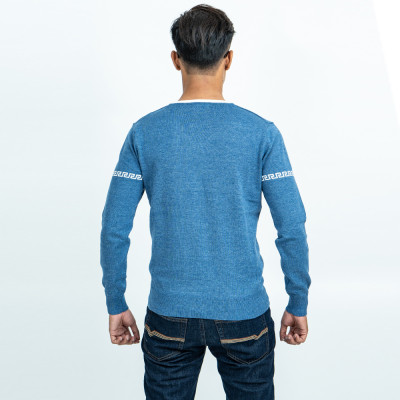 Áo len nam dài tay cổ tim màu xanh dương  NOVELTY 180574I