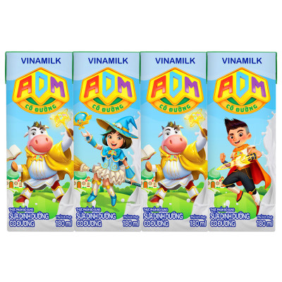 Thùng 48 Hộp sữa dinh dưỡng Vinamilk ADM Gold IQ có đường 180ml