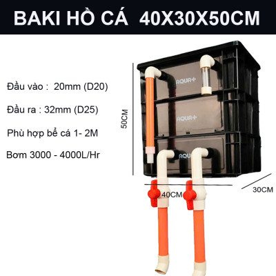 Thùng lọc baki 3 tầng cho hồ cá cảnh, KT 30x20x35cm và 40x30x50cm