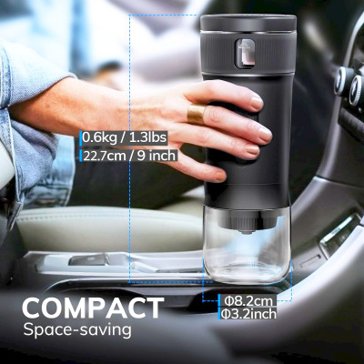 Máy Pha Cà Phê Bột Cafe Viên Nén MIUI Espresso DC12V + USB 100W Chức Năng Đun Nước Nóng Ngon Như Pha Máy Dùng Cho Xe Hơi Camping Picnic