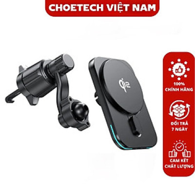 Giá đỡ sạc không dây trên ô tô Choetech T231 công suất 15w chuẩn Qi2 xoay 360 độ có tản nhiệt (Hàng chính hãng)