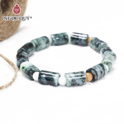 Vòng cẩm thạch sơn thủy vip đốt trúc đốt 12.5x9mm mệnh hỏa , mộc - Ngọc Quý Gemstones