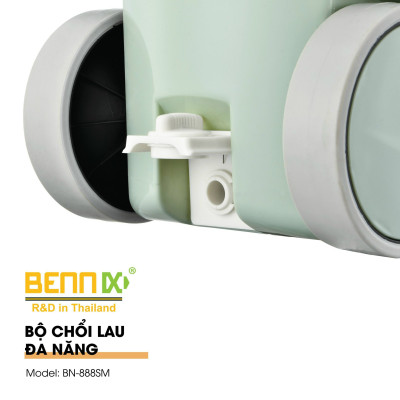 Cây Lau Nhà Tách Nước Bẩn Thông Minh, Chổi Lau Nhà Tự Vắt Xoay 360 Độ Bennix BN-888SM Kèm Thùng Có Bánh Xe- Hàng Chính Hãng