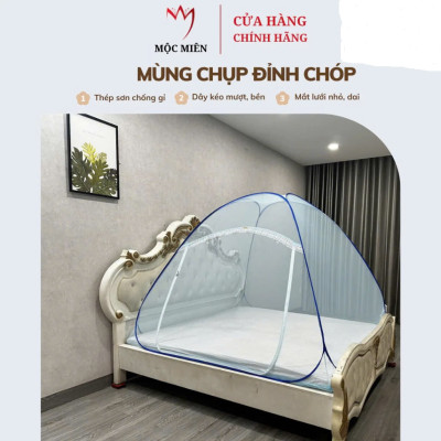 Màn chụp , Mùng chụp tự bung đỉnh chóp cao cấp Mộc Miên - Màn F1 -Kích thước 1,6mx2m ( hình thật )