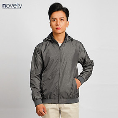 Áo jacket nam in chìm nón rời Novelty xám đậm 2203262