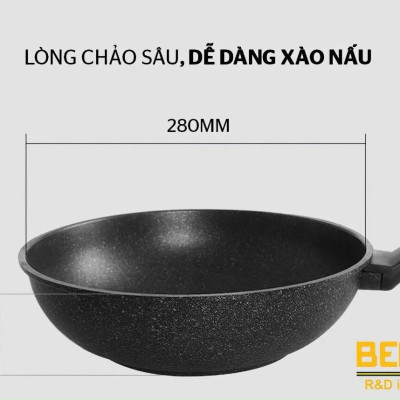 Chảo Chống Dính Sâu Lòng Vân Đá Đáy Từ Cao Cấp Bennix Terra Size 26/28/30- Hàng Chính Hãng