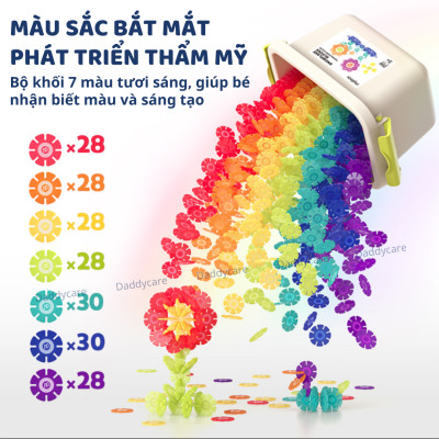 Bộ Lắp Ghép Cho Bé 3D Mideer Translucent Color Snowflake Blocks 200 Bông Tuyết Phát Triển Trí Tuệ