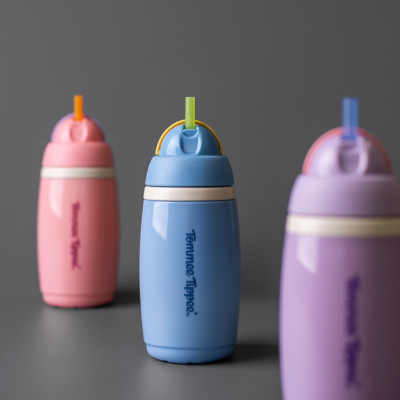 Bình uống nước giữ nhiệt có ống hút chống tràn, chống sặc Tommee Tippee ACTIVE STRAW, 266ml, cho bé từ 12 tháng – Xanh