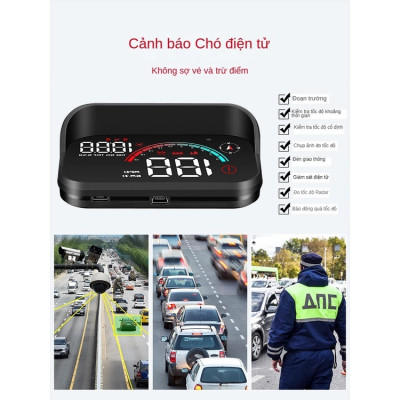 HUD M22 Hiển Thị Tốc Độ Trên Kính Lái Ô Tô Cảnh Báo Giọng Nói Tiếng Việt – Kết Nối OBD2 & GPS