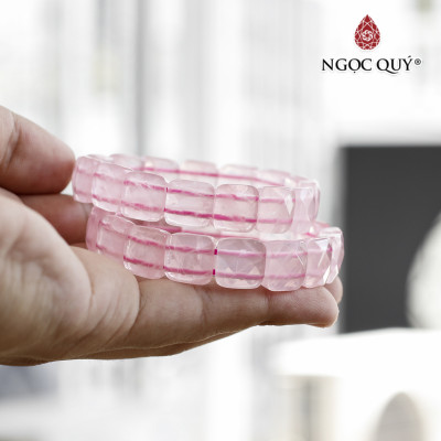Vòng bản thạch anh hồng hạt 12x11mm mệnh hỏa, thổ - Ngọc Quý Gemstones